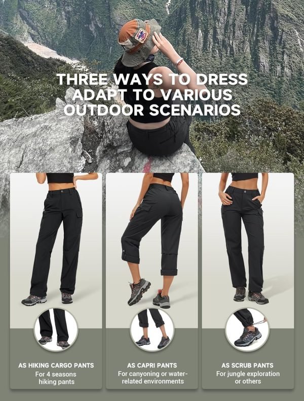 Women's Hiking Cargo Pants Quick Dry Water-Resistance High Waist Pants for Work Travel Outdoor and Casual