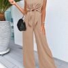 81FWH0sWLyL._AC_SL1500 Women's Summer 2 Piece Outfits 2024 Cap Sleeve V Neck Belted Crop Tops Wide Leg Pant Sets Casual Tracksuit