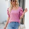 81cD7weSwRL._AC_SL1500 Puff Short Sleeve Sweater Tops 2024 Spring Summer Trendy Square Neck Casual Pullover Sweaters T Shirts Blouses