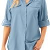 Womens UPF 50+ UV Sun Protection Safari Shirts Long Sleeve Outdoor Cool Quick Dry Fishing Hiking Gardening Shirts