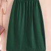 Button Front Pocket Design Skirt, Elegant Elastic Waist Split Hem Skirt For Spring & Fall, Women's Clothing