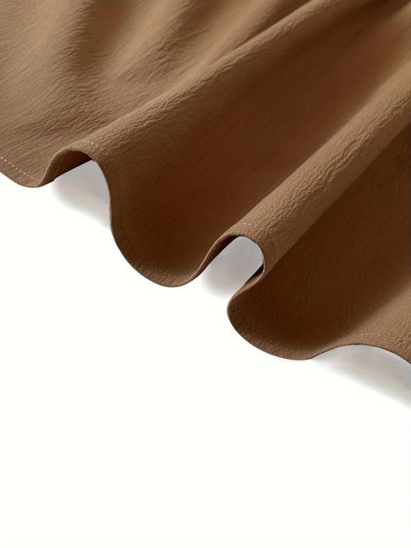 c327917b2eded44f18ddf9a846071ae6-1 Women's Elegant Skirt, Plus Size Solid Button Decor Elastic High Rise Ruffle Hem Swing Maxi Skirt