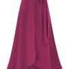 ff8bd19449182c9a16268c156359d2a8 Solid Ruffle Hem Skirts, Elegant High Waist Tied Midi Skirts, Women's Clothing