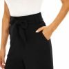 Wide Leg Stretchy Pants for Women Business Casual Pants Dress Pants with Pockets Self Tie Belted