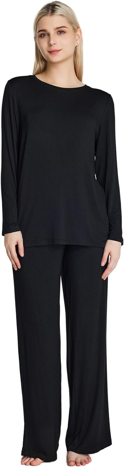 Loungewear Set pajamas Womens sleepwear Bamboo Viscose Long Sleeve t shirt Long Pants Super Soft Novelty Pjs Set