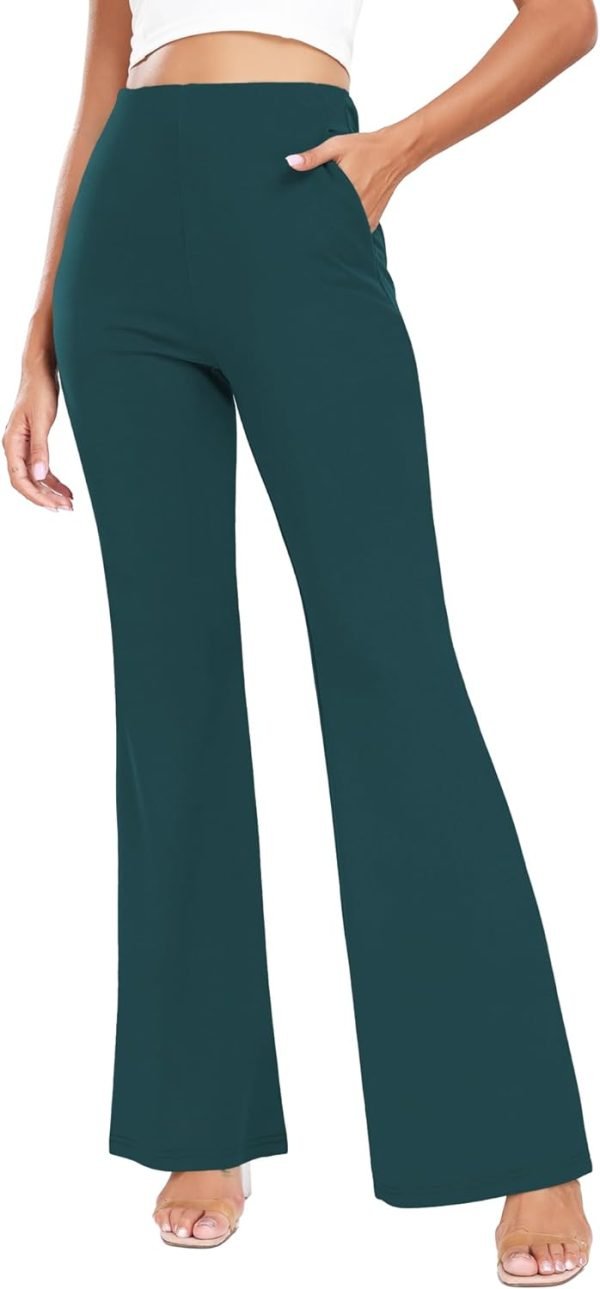 513BqGffsUL._AC_SL1500 Women's High Waist Casual Wide Leg Pants, Button Dress Pants for Women, Work Pants with Pockets for Women Office.