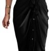 Women's Short Sleeve Satin Dress Button Down with Belt Maxi Shirt Dresses