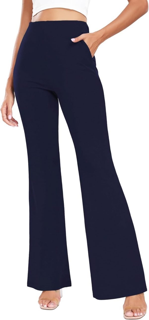 514KyDCj79L._AC_SL1500 Women's High Waist Casual Wide Leg Pants, Button Dress Pants for Women, Work Pants with Pockets for Women Office.