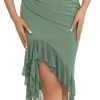 Women's Summer Midi Bodycon Sleeveless Backless Ruffle Hem Mermaid Cocktail Elegant Tank Dress