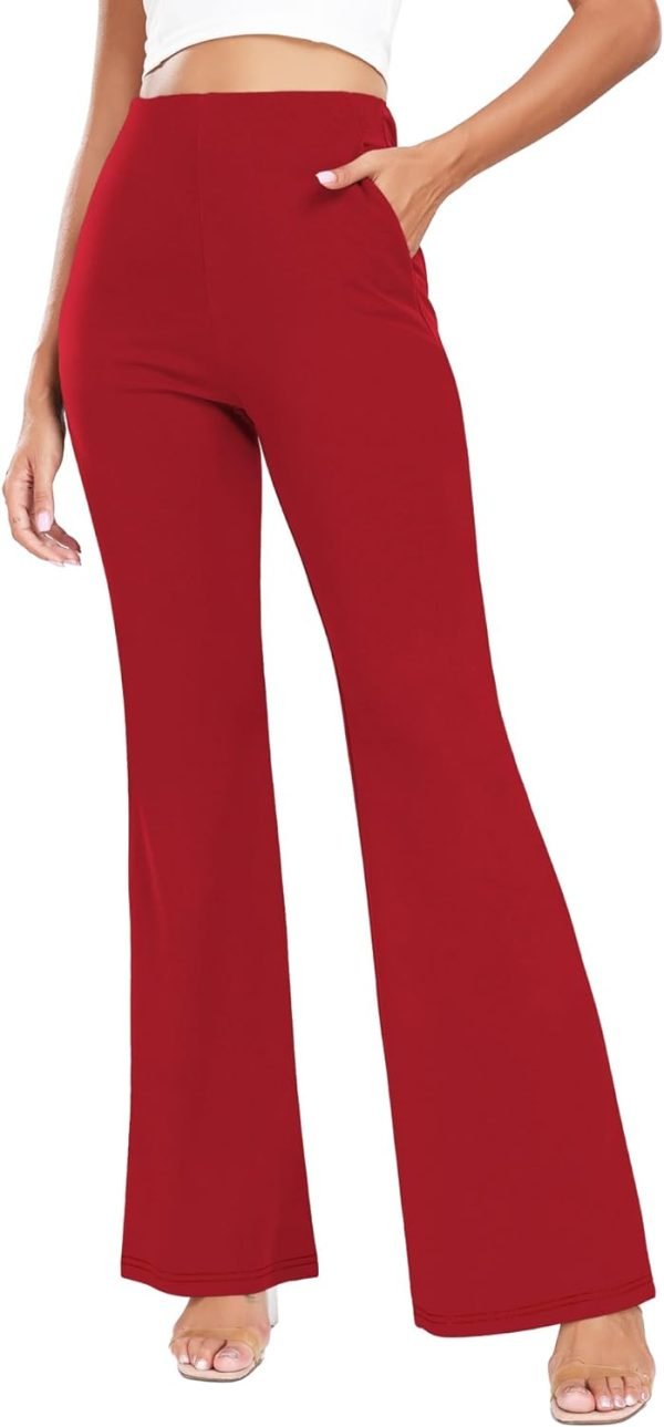 5187Am9K3CL._AC_SL1500 Women's High Waist Casual Wide Leg Pants, Button Dress Pants for Women, Work Pants with Pockets for Women Office.
