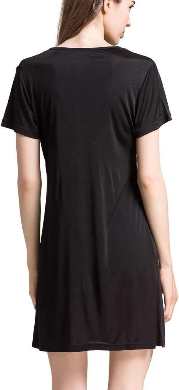 Women's Silk Nightgown Short Sleeve Pure Mulberry Silk Sleepshirt Scoop Neck Nightshirt Sleepwear