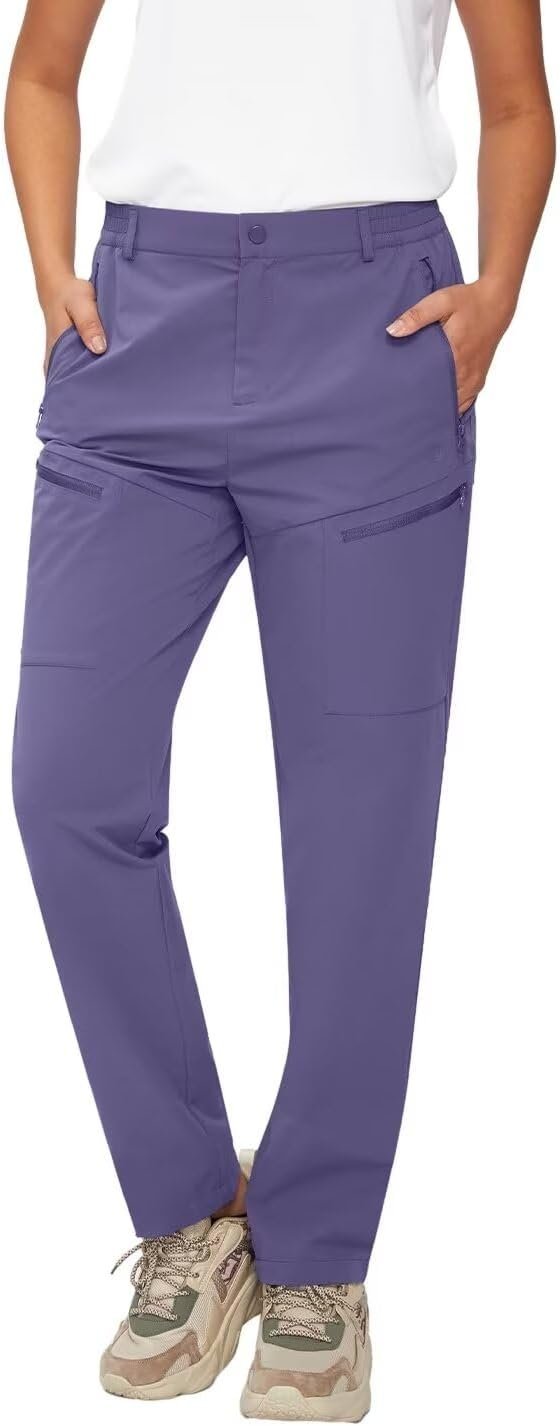 518cV9ImTOL._AC_SL1500 Women's Hiking Pants Quick Dry Lightweight Water Resistant Elastic Waist Cargo Pants with 5pcs Zipper Pockets