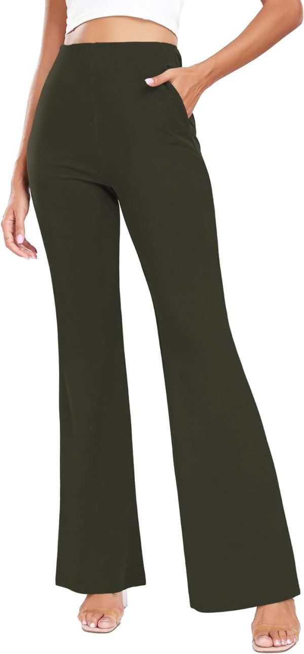 51B2bHMvqaL._AC_SL1500 Women's High Waist Casual Wide Leg Pants, Button Dress Pants for Women, Work Pants with Pockets for Women Office.