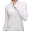 Womens Sports Running Yoga Jacket Slim Fit Full Zip Track Jacket Turtleneck Workout Jacket