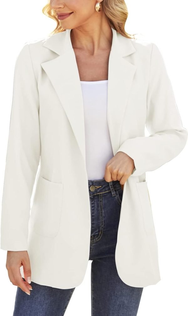 51JrOWCP6TL._AC_SL1500_04864d6a-bfa3-444f-830e-2d3f5941baab Women Open Front Blazers Long Sleeve Casual OL Office Slim Buttonless Suit Jacket with Pockets