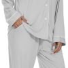 51KoexEOfRL._AC_SL1400 Womens Bamboo Pajama Set Long Sleeve Button Down, Soft Pj Pants with Pockets, Lightweight Sleepwear Loungewear