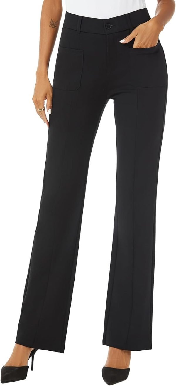Women's High Waist Stretchy Bootcut Dress Work Slacks Pants with Pockets