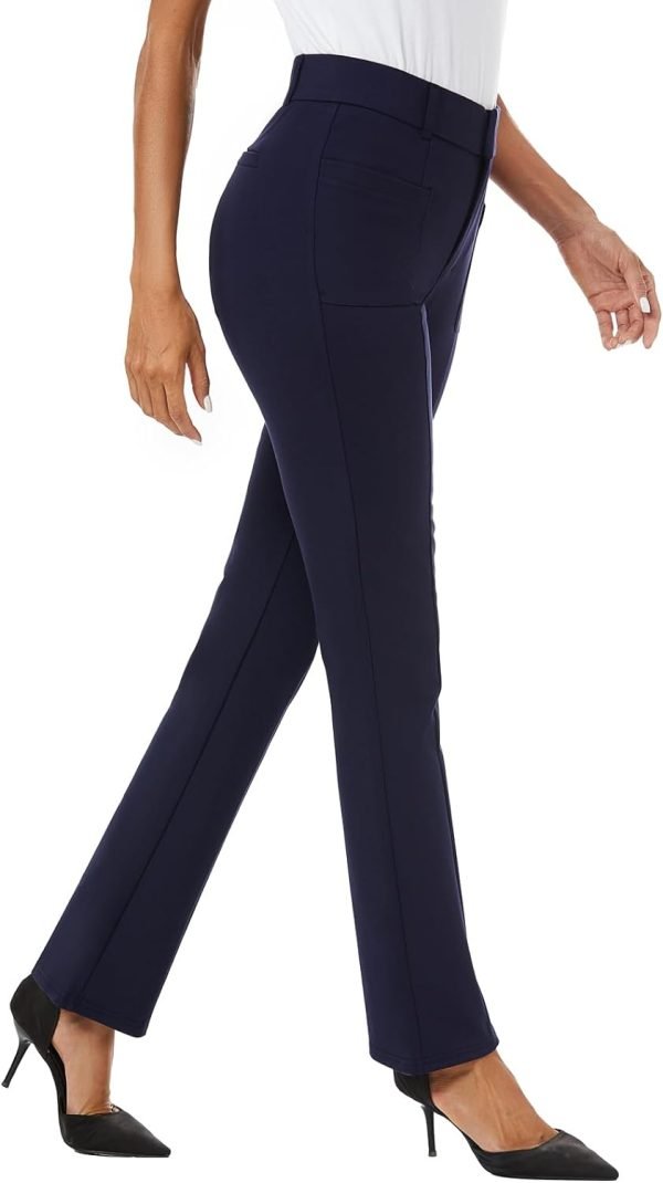 Women's High Waist Stretchy Bootcut Dress Work Slacks Pants with Pockets