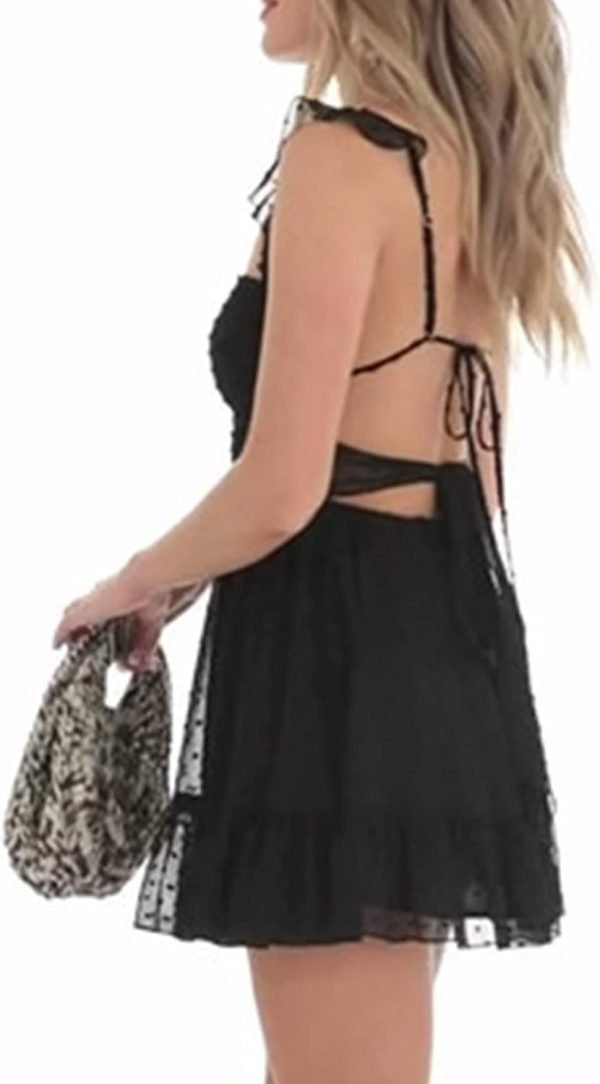 51RcFUZ2VcL._AC_SL1500 Women Graduation Dress Spaghetti Straps Sleeveless Short Dresses Y2k Low Cut Bodycon Going Out A-Line Mini Dress