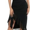 Women's Summer Midi Bodycon Sleeveless Backless Ruffle Hem Mermaid Cocktail Elegant Tank Dress