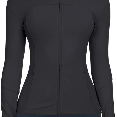 51T2mb9WGxL._AC_SL1500 Workout Jackets for Women Full Zip Athletic Running Track Jacket with Pockets Slim Fit Yoga Jacket with Thumb Holes
