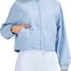 51Y8-x8qwJL._AC_SL1500 UPF 50+ Workout Jackets for Women Athletic Zip Up Running Jacket Sun Protection Lightweight UPF Cropped Jacket