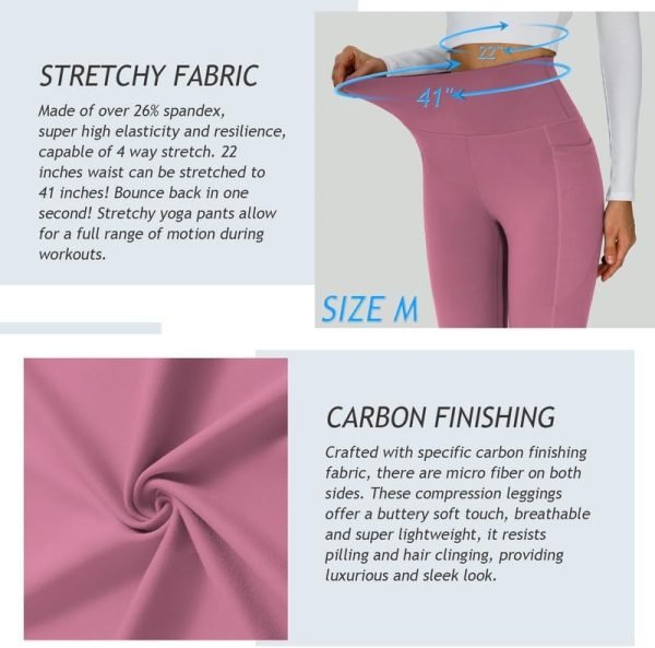 51Yhptpmz2L._AC Womens Yoga Leggings Tummy Control Yoga Pants with Pockets High Waist Buttery Soft Workout Leggings