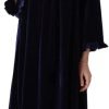 Women's Long Sleeve Nightgown Velvet Sleep Dress Ruffle Crew Neck Mid-length Nightdress