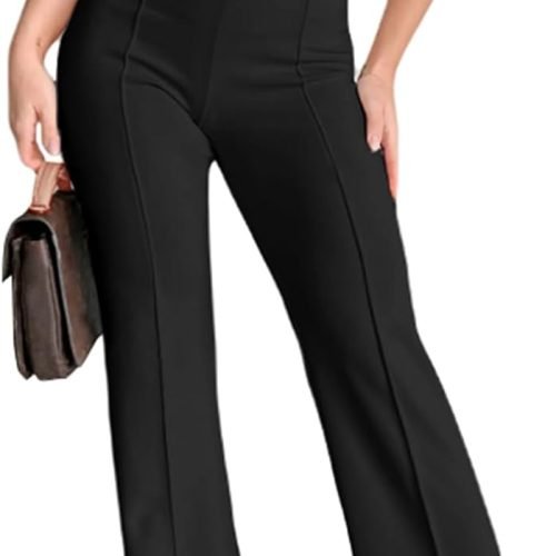 Wide Leg Dress Pants for Women Elastic High Waist Straight Leg Pants Business Casual Pull on Office Work Slacks