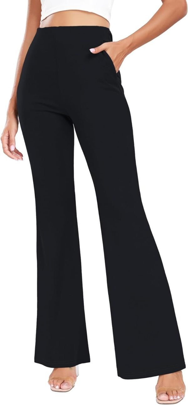 51gM8yYVITL._AC_SL1500 Women's High Waist Casual Wide Leg Pants, Button Dress Pants for Women, Work Pants with Pockets for Women Office.