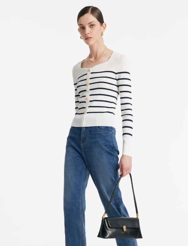 51iclDlrt7L._AC_SL1200 Long Sleeve Crop Tops for Women Trendy Knitted Basic Shirts Business Casual