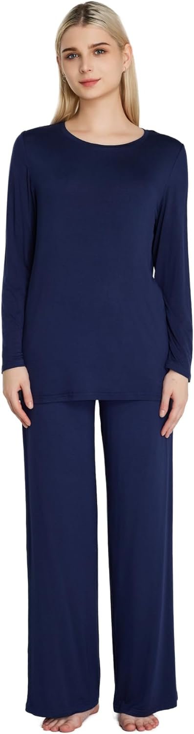 Loungewear Set pajamas Womens sleepwear Bamboo Viscose Long Sleeve t shirt Long Pants Super Soft Novelty Pjs Set