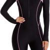 51neGhGXJyL._AC_SL1000 Women's One Piece Long Sleeve Rash Guard Knee High Bathing Suits Swimsuit Sport Surfing Wear Athletic Swimwear