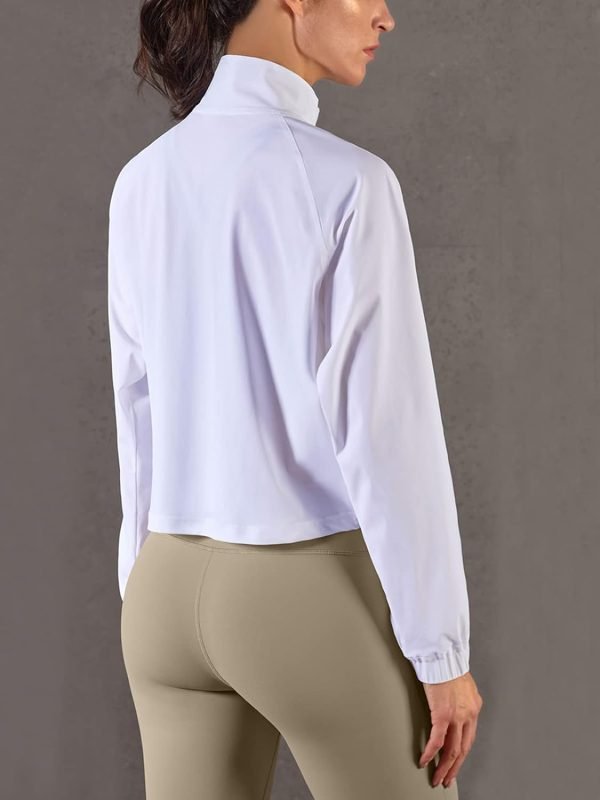 51ruNxKlQuL._AC_SL1500 UPF 50+ Workout Jackets for Women Athletic Zip Up Running Jacket Sun Protection Lightweight UPF Cropped Jacket