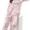 Women's Silky Satin Pajamas Set Long sleeve and Pants Sleepwear Soft and Comfy Button Down Loungewear Relaxed Fit