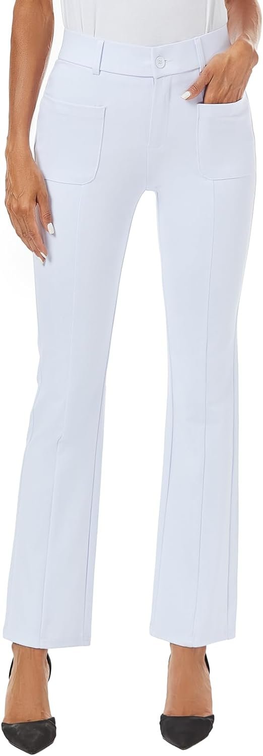 Women's High Waist Stretchy Bootcut Dress Work Slacks Pants with Pockets