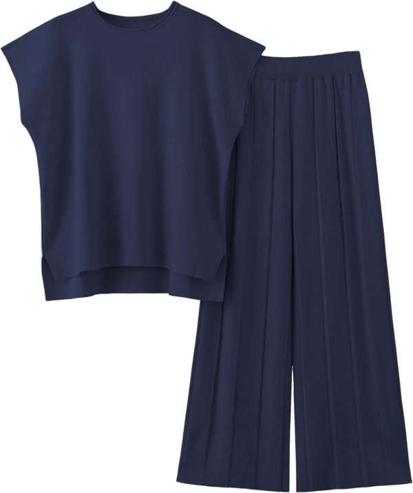 61-LCIcGF4L._AC_SL1500 2 Piece Outfits for Women Sweater Sets Knit Vest Tops Elastic Waisted Pants