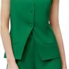 61-rqHizEOL._AC_SL1500 Women's Summer 2 Piece Outfits Sleeveless Round Neck Button Down High Waisted Pants 2024 Business Work Sets