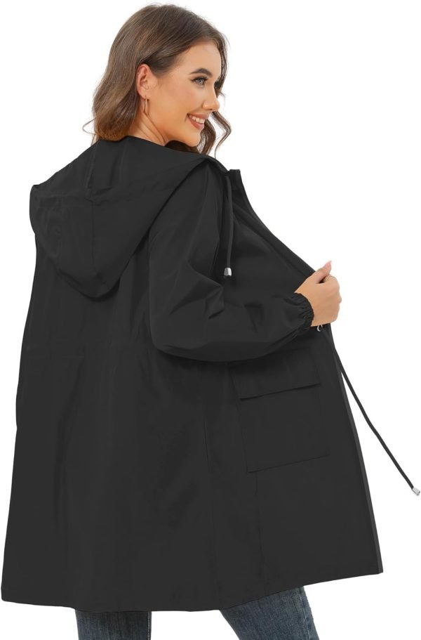 610QJp7dSbL._AC_SL1500 Rain Jacket for Women Waterproof with Hood Active Outdoor Long Rain Coats Packable Raincoat Lightweight Windbreaker