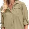 611hUbStc_L._AC_SL1500 Women's Quick Dry Sun UV Protection Convertible Long Sleeve Safari Shirts for Hiking Camping Fishing Sailing