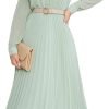 Business Casual Shirt Dress for Women Long Sleeves Pleated Midi Dresses with Belt