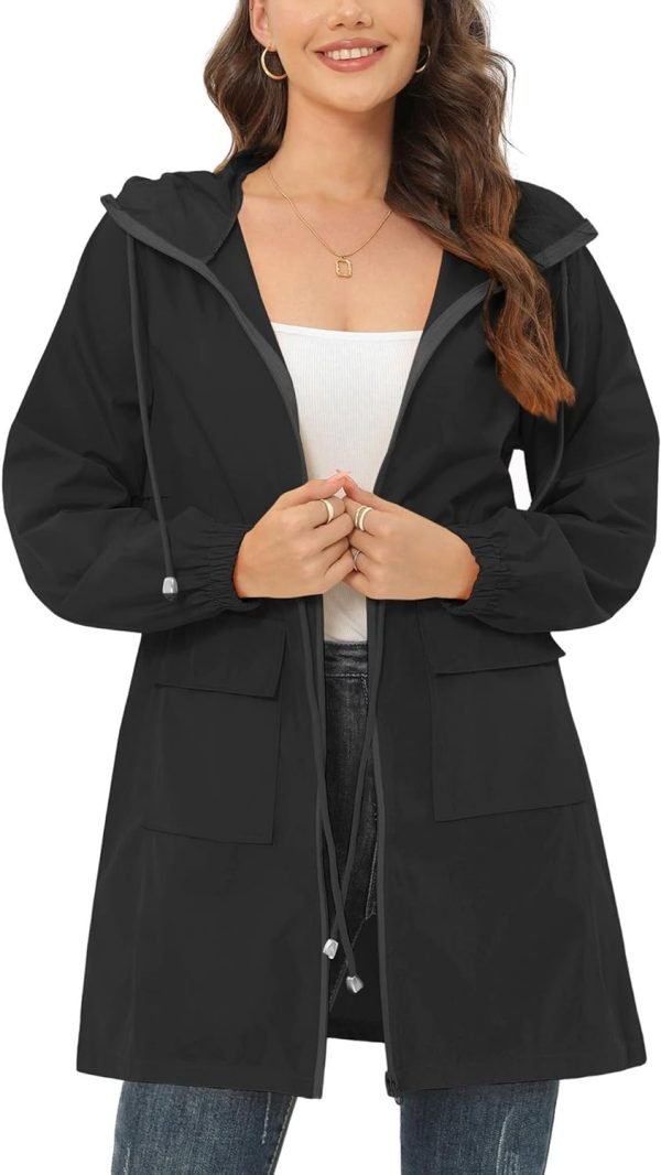618HbQtAl0L._AC_SL1500 Rain Jacket for Women Waterproof with Hood Active Outdoor Long Rain Coats Packable Raincoat Lightweight Windbreaker