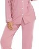 Pajamas Set Long Sleeve Womens Button Down Sleepwear Two Piece Nightwear Soft Pj Lounge Sets S-XXL