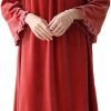 Women's Long Sleeve Nightgown Velvet Sleep Dress Ruffle Crew Neck Mid-length Nightdress