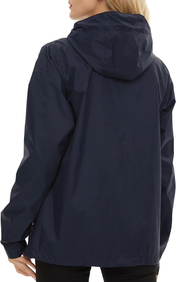 Women's Rain Jacket Lightweight Waterproof Rain Coat with Hooded Windproof Adjustable Windbreaker