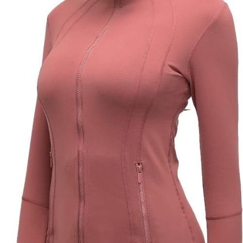 61EnYgvCPhL._AC_SL1500 Womens Sports Running Yoga Jacket Slim Fit Full Zip Track Jacket Turtleneck Workout Jacket