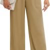 Women's Business Work Trousers High Waisted Wide Leg Pants Long Straight Suit Pants with Pocket