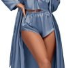 61GPE9g7syL._AC_SL1500 Women's 3Pcs Pajamas Satin Cami Top and Shorts with Robe Sleepwear Set