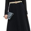 Business Casual Shirt Dress for Women Long Sleeves Pleated Midi Dresses with Belt