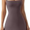 Tennis Dress with Built in Shorts and Bra Square Neck Athletic Golf Dress Workout Mini Dress